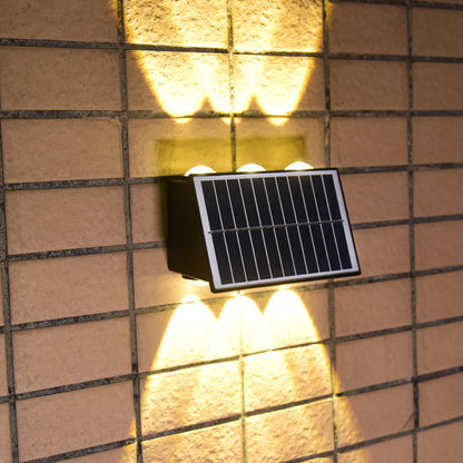 Lámpara solar de pared, 4-10 cabezas, 3000K o RGB, control luz+interruptor, 5.5V, ideal para jardín