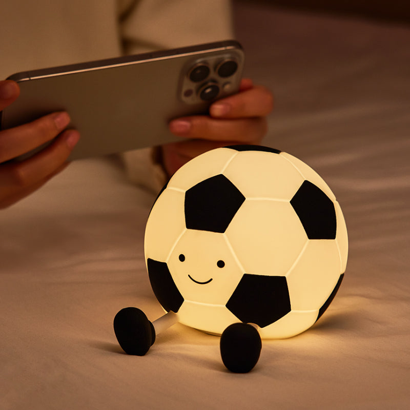 Luz Nocturna LED Infantil Balón de Fútbol - Silicona Recargable 1200mAh con 3 Modos de Brillo