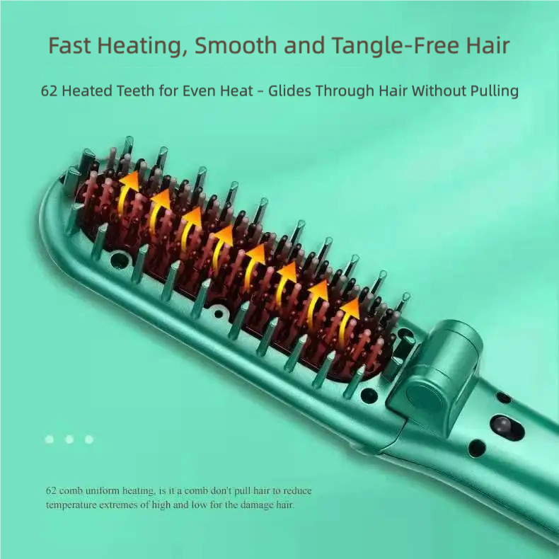 Cepillo Alisador de Pelo con Iones Negativos – Anti-Quemaduras, Calentamiento Rápido, Plegable y Portátil