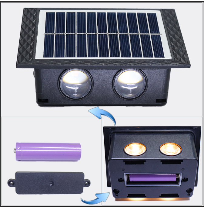 Lámpara solar de pared, 4-10 cabezas, 3000K o RGB, control luz+interruptor, 5.5V, ideal para jardín