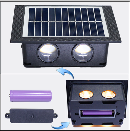 Lámpara solar de pared, 4-10 cabezas, 3000K o RGB, control luz+interruptor, 5.5V, ideal para jardín