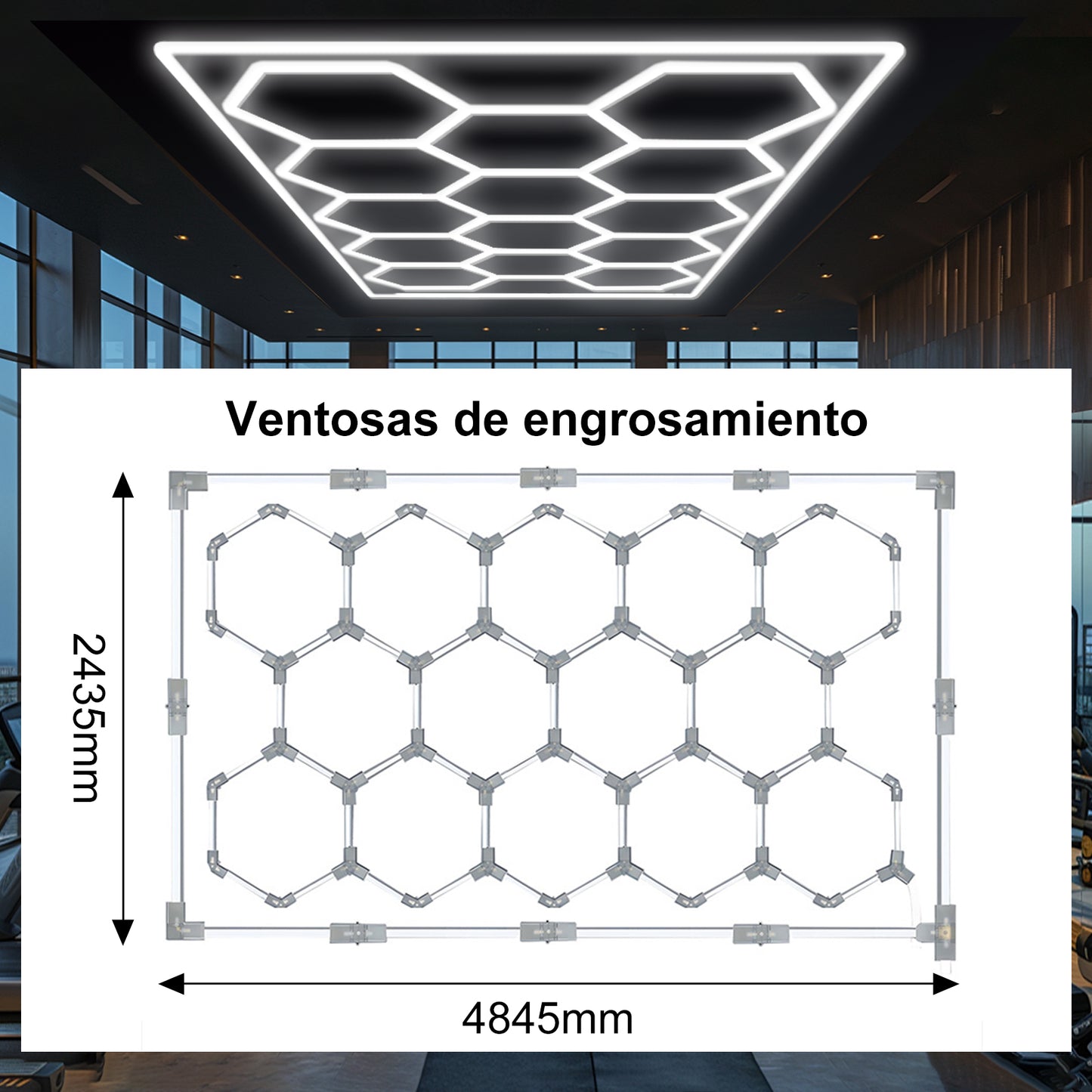 Lámpara LED Hexagonal Hola LED 600W – 14 Paneles, 6500K, Carcasa Blanca, Iluminación Interior Moderna, AC 85-265V