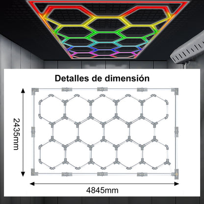 Panel LED Hexagonal Modular Hola LED 14PCW – Luz RGB para Techo, Garaje, Gimnasio, Lavadero, Diseño Honeycomb, Iluminación Decorativa y Funcional
