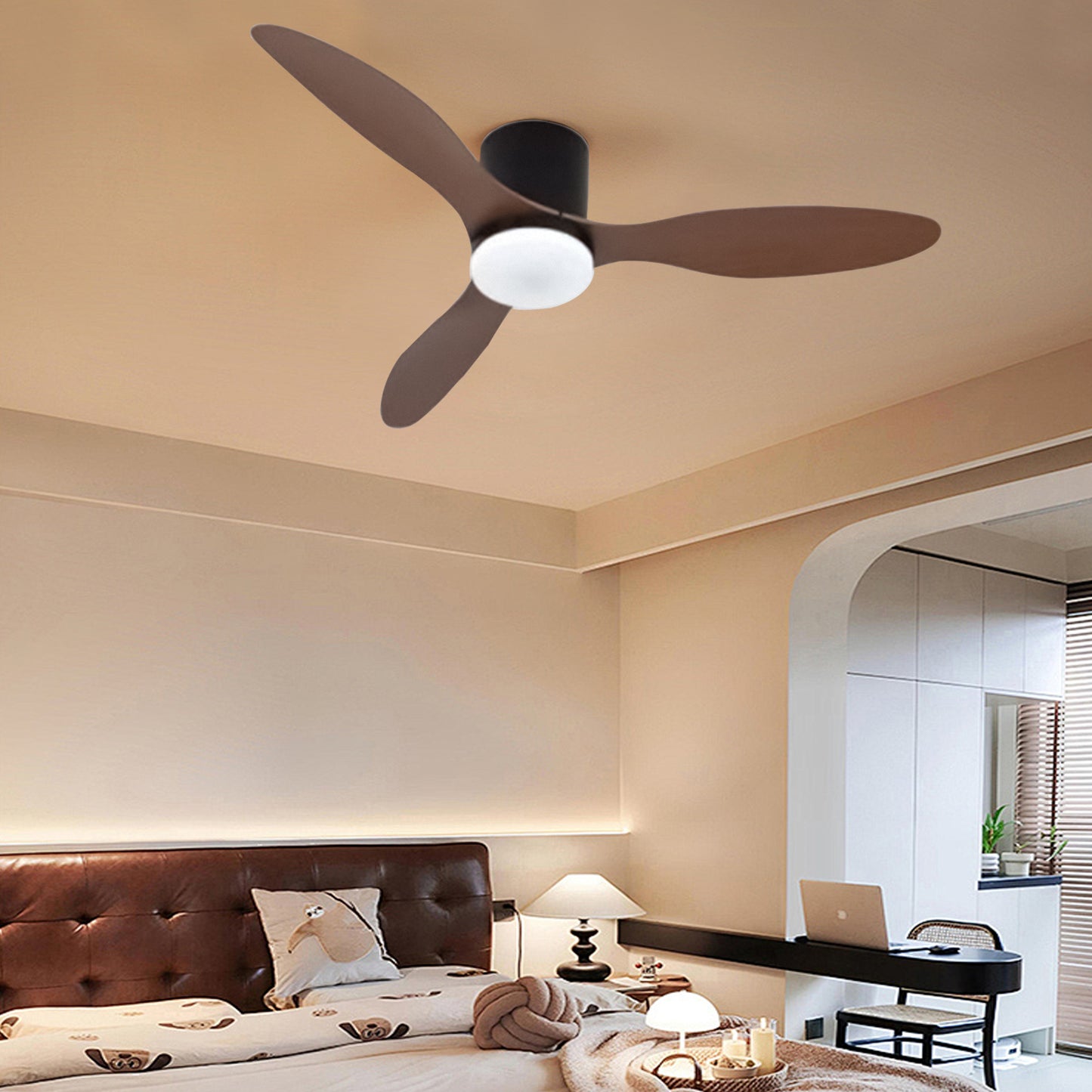 Ventilador de Techo LED Hola LED 42" – Luz Regulable 3000K-6000K, 85-265V, Blanco / Madera Claro / Negro / Nogal Negro