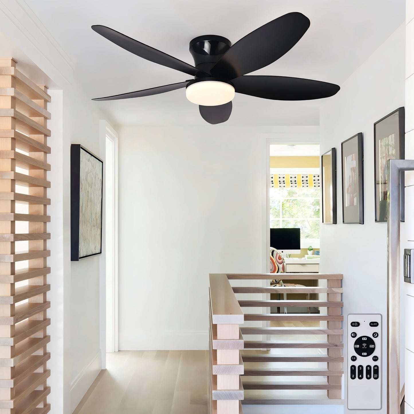 Ventilador de Techo LED Hola LED 42" – Luz Regulable 3000K-6000K, Blanco / Beige / Negro / Marrón, 85-265V