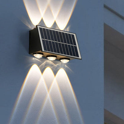 Lámpara solar de pared, 4-10 cabezas, 3000K o RGB, control luz+interruptor, 5.5V, ideal para jardín