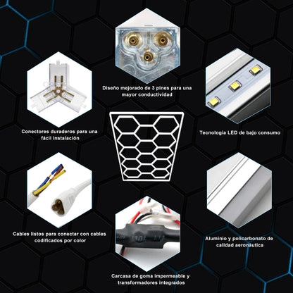 Lámpara LED Hexagonal Hola LED 600W – 14 Paneles, 6500K, Carcasa Blanca, Iluminación Interior Moderna, AC 85-265V