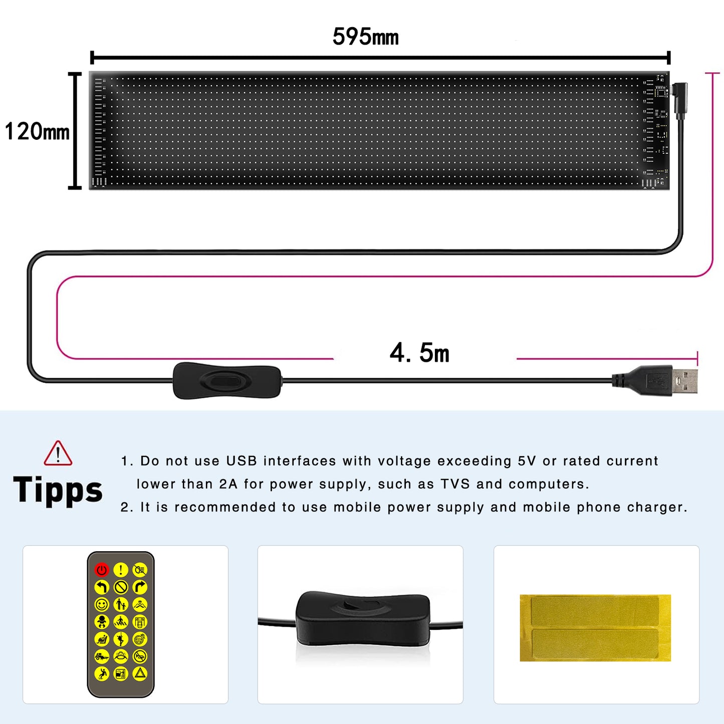Pantalla LED Flexible 16×96 RGB 1536 LEDs | APP + Bluetooth | IP65