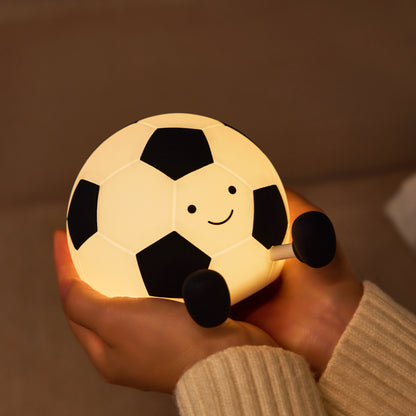 Luz Nocturna LED Infantil Balón de Fútbol - Silicona Recargable 1200mAh con 3 Modos de Brillo