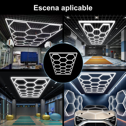 Lámpara LED Hexagonal Hola LED 600W – 14 Paneles, 6500K, Carcasa Blanca, Iluminación Interior Moderna, AC 85-265V