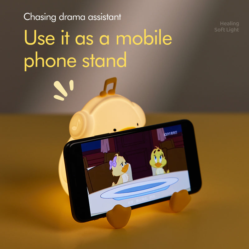 Lámpara de Noche Pato Feliz – LED Recargable 5V, 2W, Silicona y ABS