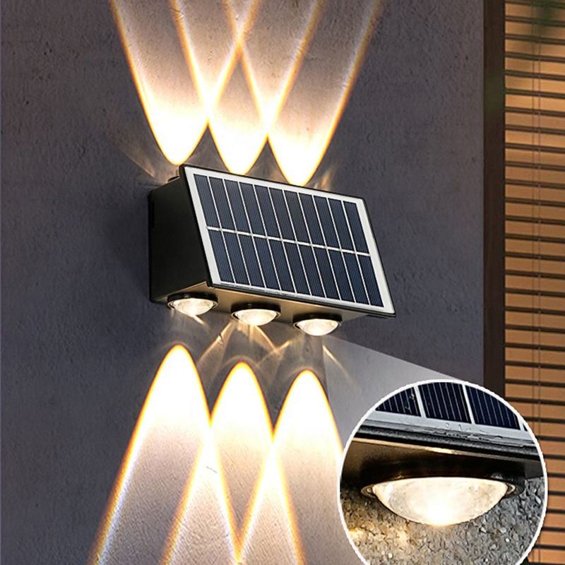 Lámpara solar de pared, 4-10 cabezas, 3000K o RGB, control luz+interruptor, 5.5V, ideal para jardín