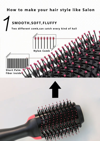 Cepillo alisador y rizador 2 en 1 – Secador y plancha para cabello seco y húmedo