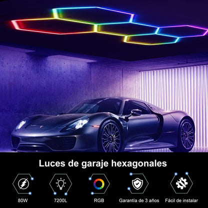 Hola led Lámpara LED Hexagonal RGB 80W - Panel Decorativo Moderno (222x155 cm) - 5 Rejillas - Luz Multicolor Ajustable - 24V DC Iluminación para Interiores