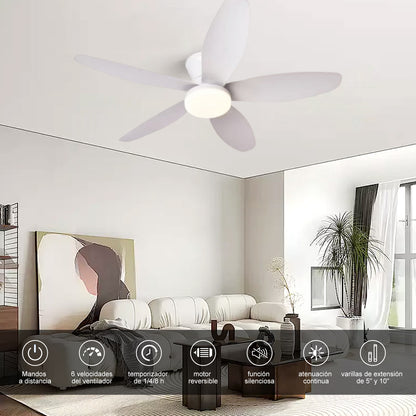 Ventilador de Techo LED Hola LED 42" – Luz Regulable 3000K-6000K, Blanco / Beige / Negro / Marrón, 85-265V