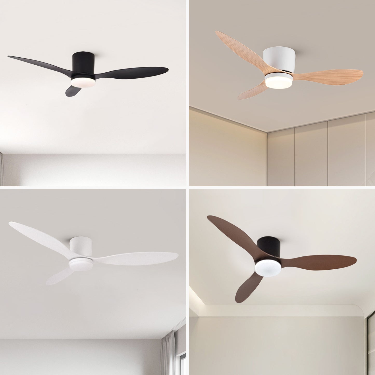 Ventilador de Techo LED Hola LED 42" – Luz Regulable 3000K-6000K, 85-265V, Blanco / Madera Claro / Negro / Nogal Negro