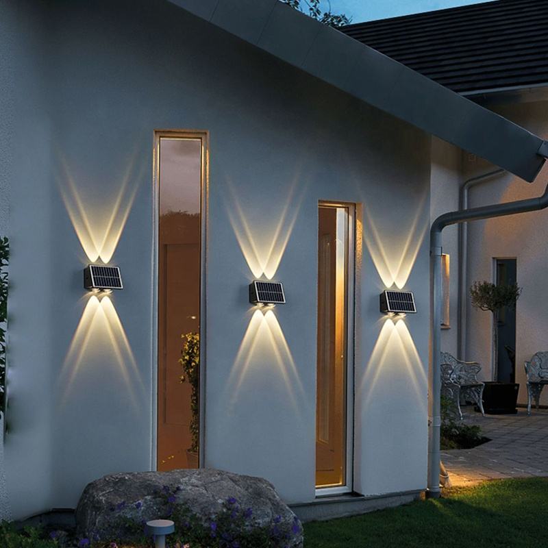 Lámpara solar de pared, 4-10 cabezas, 3000K o RGB, control luz+interruptor, 5.5V, ideal para jardín