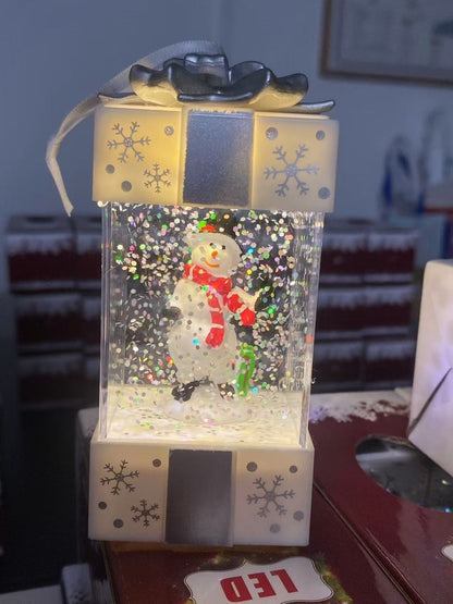 Bola de Cristal LED Navidad | Figura Santa Claus y Muñeco de Nieve 11,5×5,5×5,5 cm