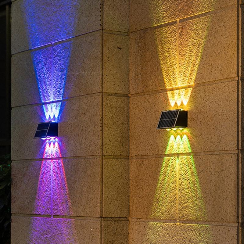 Lámpara solar de pared, 4-10 cabezas, 3000K o RGB, control luz+interruptor, 5.5V, ideal para jardín