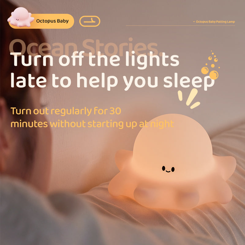 Lámpara de Noche Pulpo Bebé – LED 5V, 0.7W, Silicona Suave Recargable USB