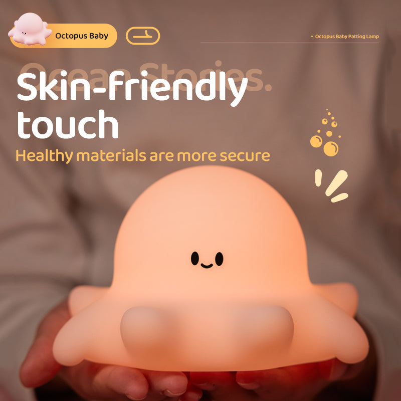 Lámpara de Noche Pulpo Bebé – LED 5V, 0.7W, Silicona Suave Recargable USB