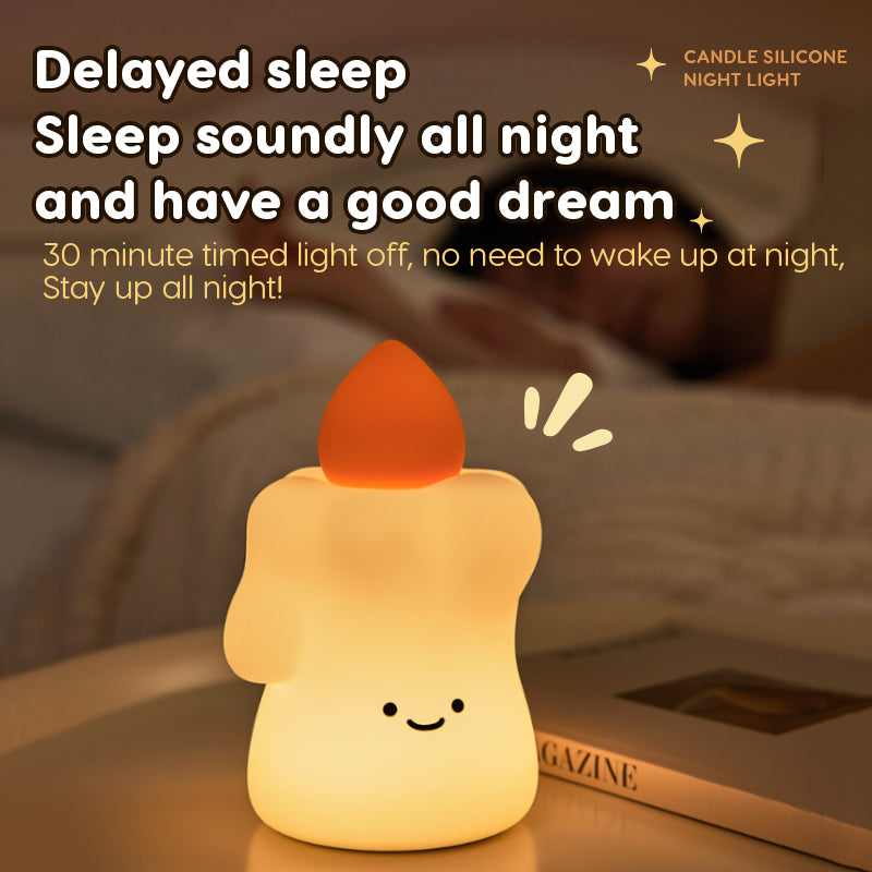 Lámpara de Noche Vela – LED Recargable 5V, 2W, Silicona y ABS