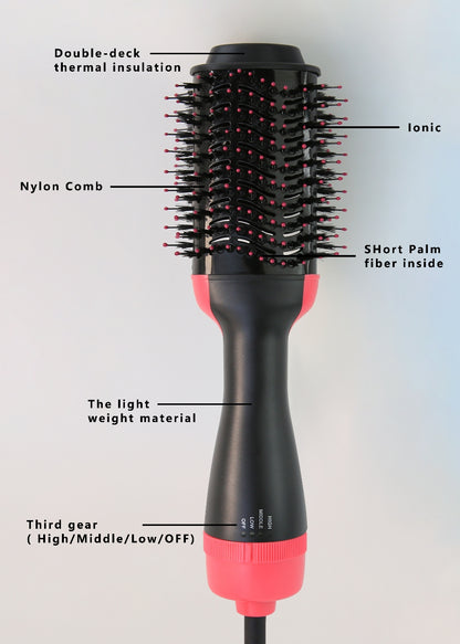 Cepillo alisador y rizador 2 en 1 – Secador y plancha para cabello seco y húmedo