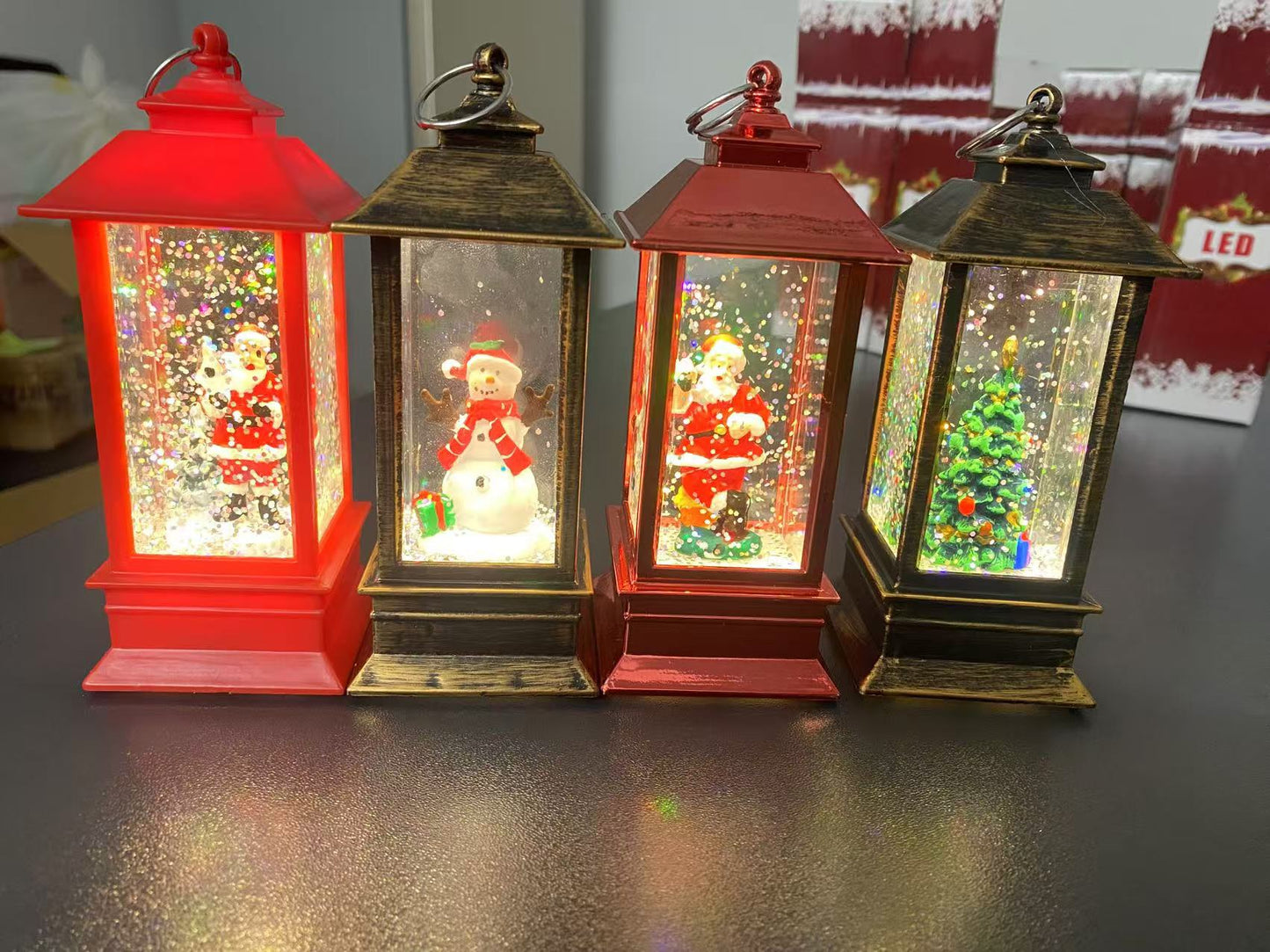 Teléfono Navideño LED con Nieve | Papá Noel y Muñeco de Nieve | 13×5×5cm