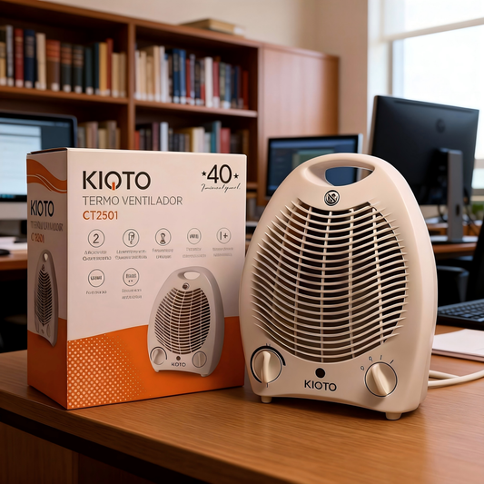 Lalumia Calefactor Eléctrico 2000W | Termoventilador Portátil con Termostato Ajustable y Sistema Antivuelco