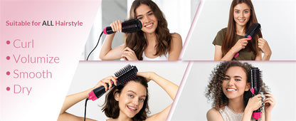 Cepillo alisador y rizador 2 en 1 – Secador y plancha para cabello seco y húmedo