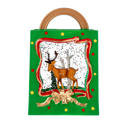 Decoración navideña LED con nieve – Bolsa de regalo con copos de nieve con batería