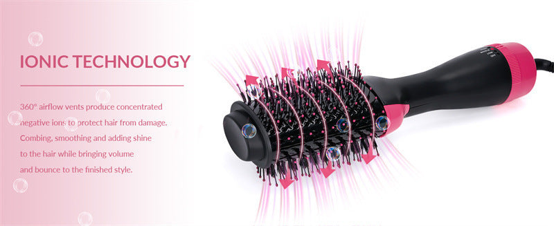 Cepillo alisador y rizador 2 en 1 – Secador y plancha para cabello seco y húmedo