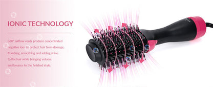 Cepillo alisador y rizador 2 en 1 – Secador y plancha para cabello seco y húmedo