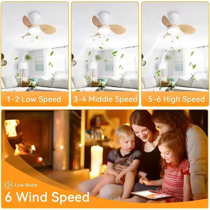 Hola LED Ventilador de Techo RXFL8001 -880mm, Luz LED Regulable 40w, 3000K-6000K,Blanco/Beige
