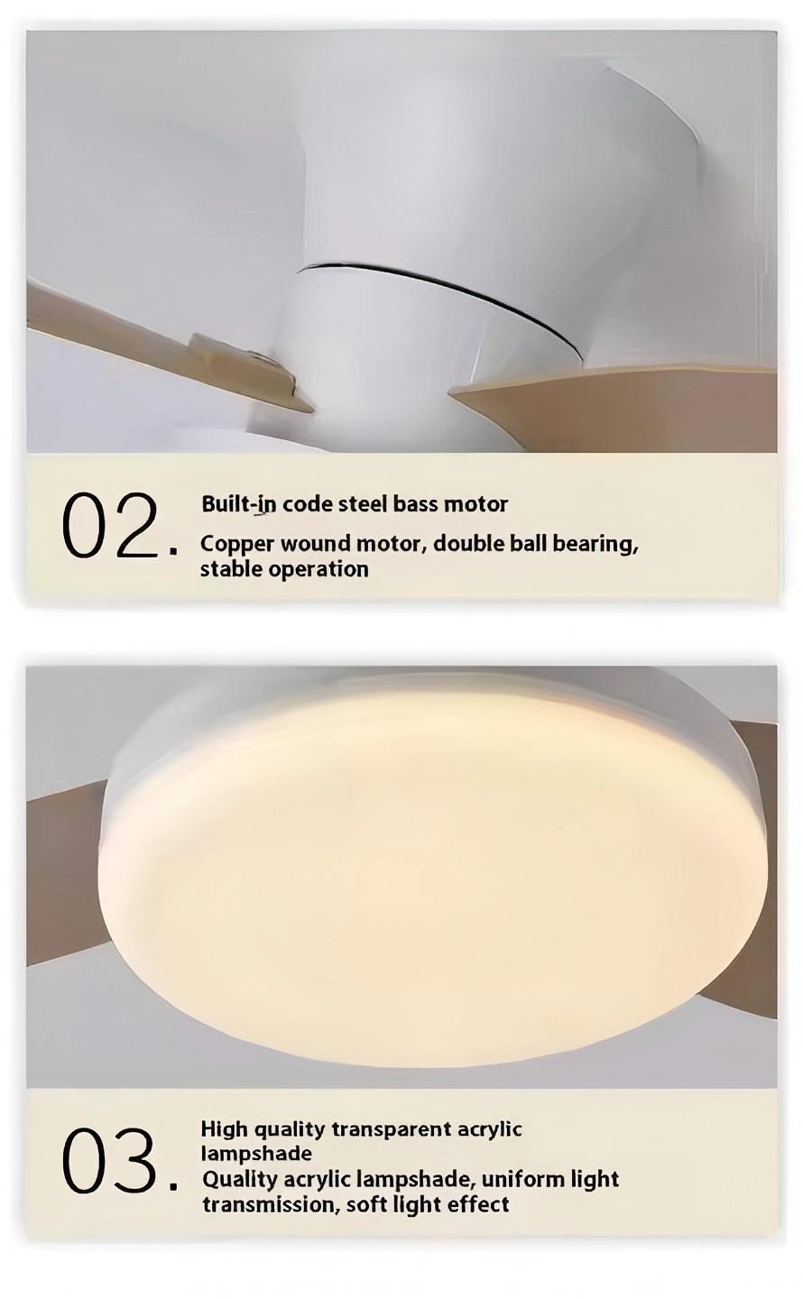 Hola LED Ventilador de Techo RXFL8001 -880mm, Luz LED Regulable 40w, 3000K-6000K,Blanco/Beige