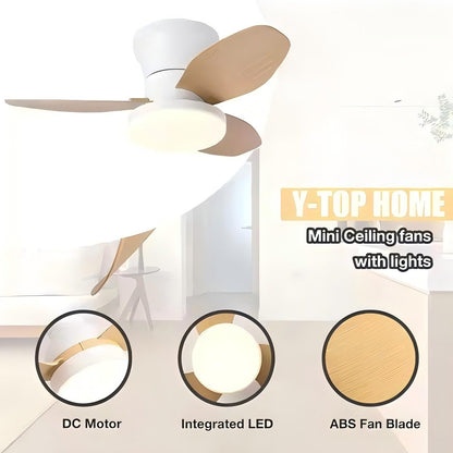 Hola LED Ventilador de Techo RXFL8001 -880mm, Luz LED Regulable 40w, 3000K-6000K,Blanco/Beige