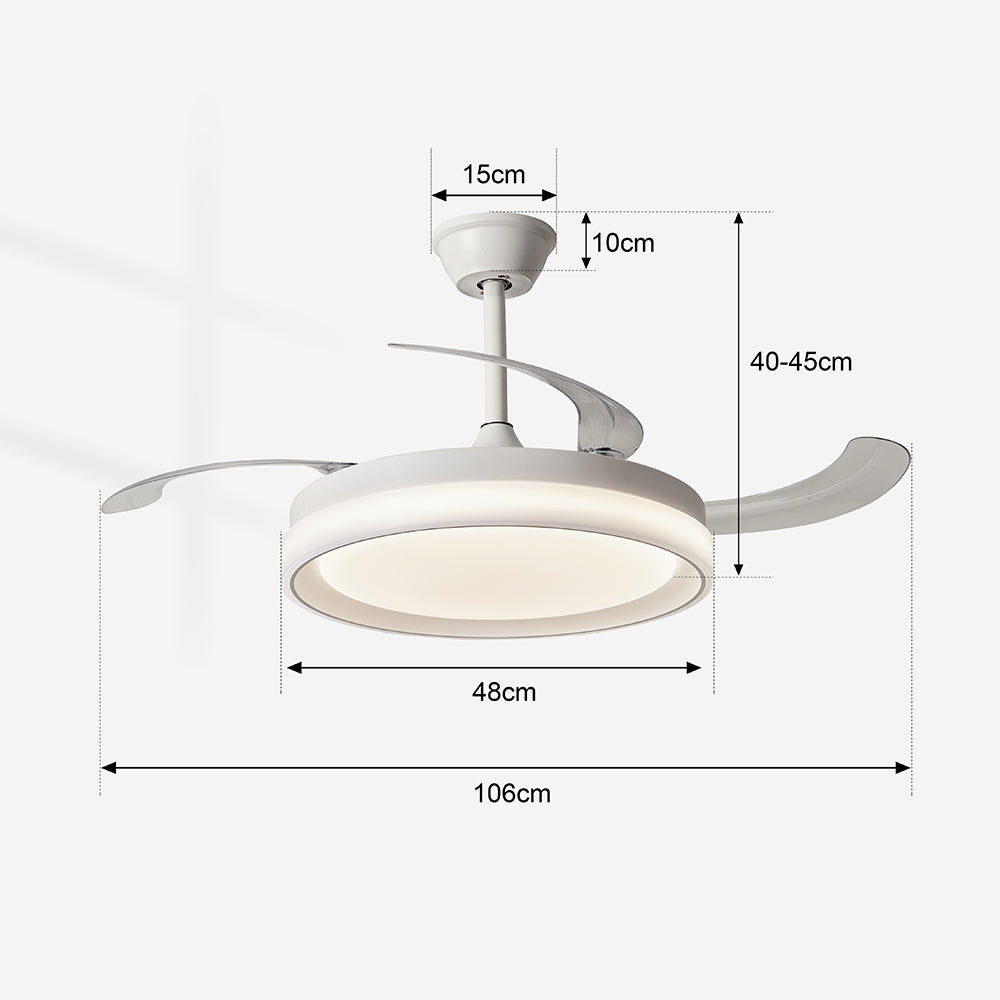 Lámpara de Techo Invisible Moderna con Ventilador LED 42" | Control Remoto