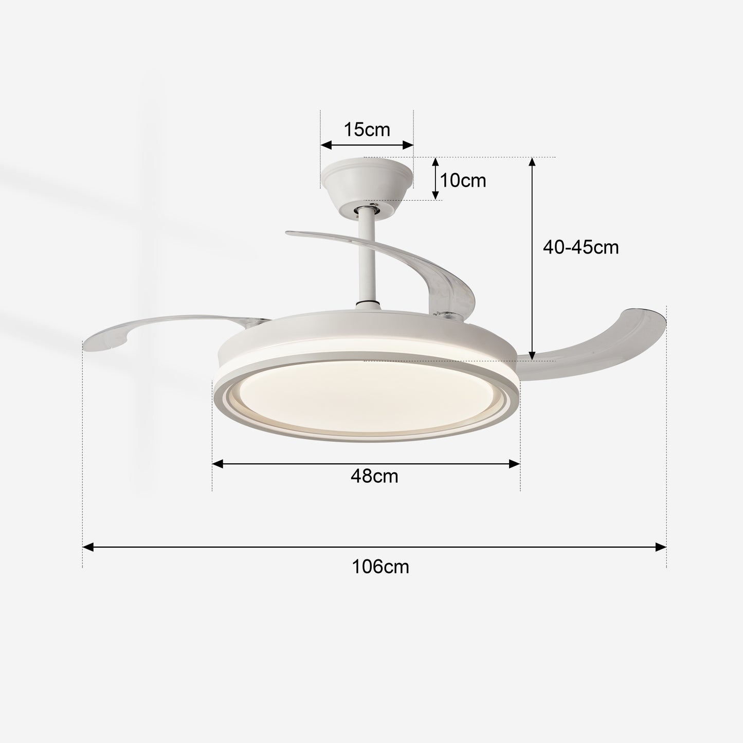 Ventilador de Techo LED 42" Hola LED ZS8931 – 60W, 6 Velocidades, Motor CC Silencioso y Regulable con Control Remoto