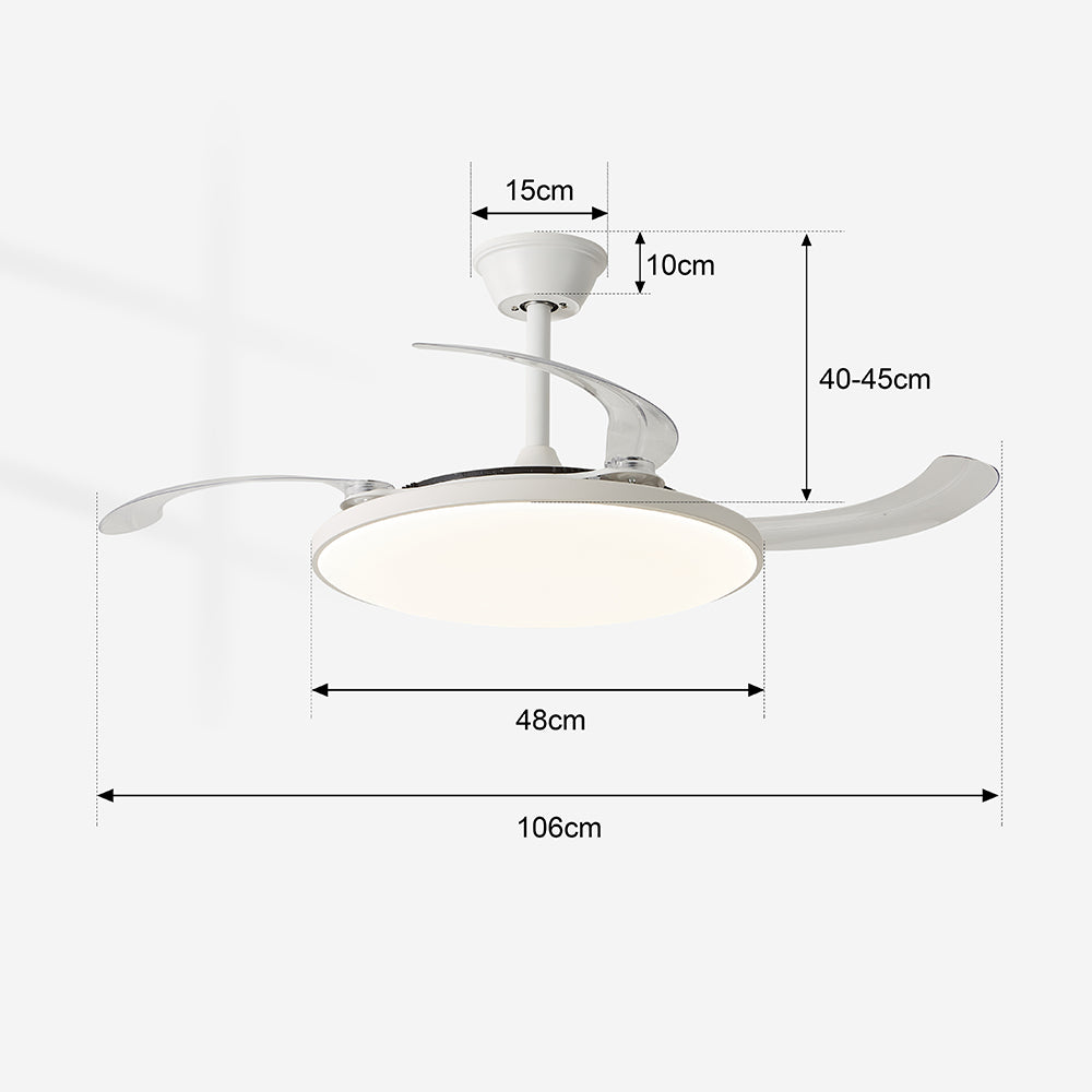 Ventilador de Techo LED Inteligente 42" – Luz Regulable para Dormitorio y Sala de Estar Moderna