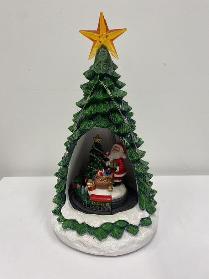 Decoración navideña LED con música – Árbol de Navidad y casita de nieve USB