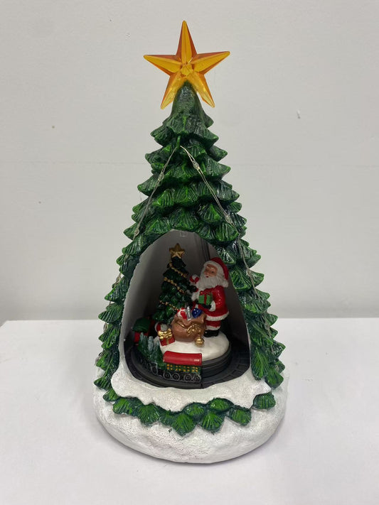 Decoración navideña LED con música – Árbol de Navidad y casita de nieve USB