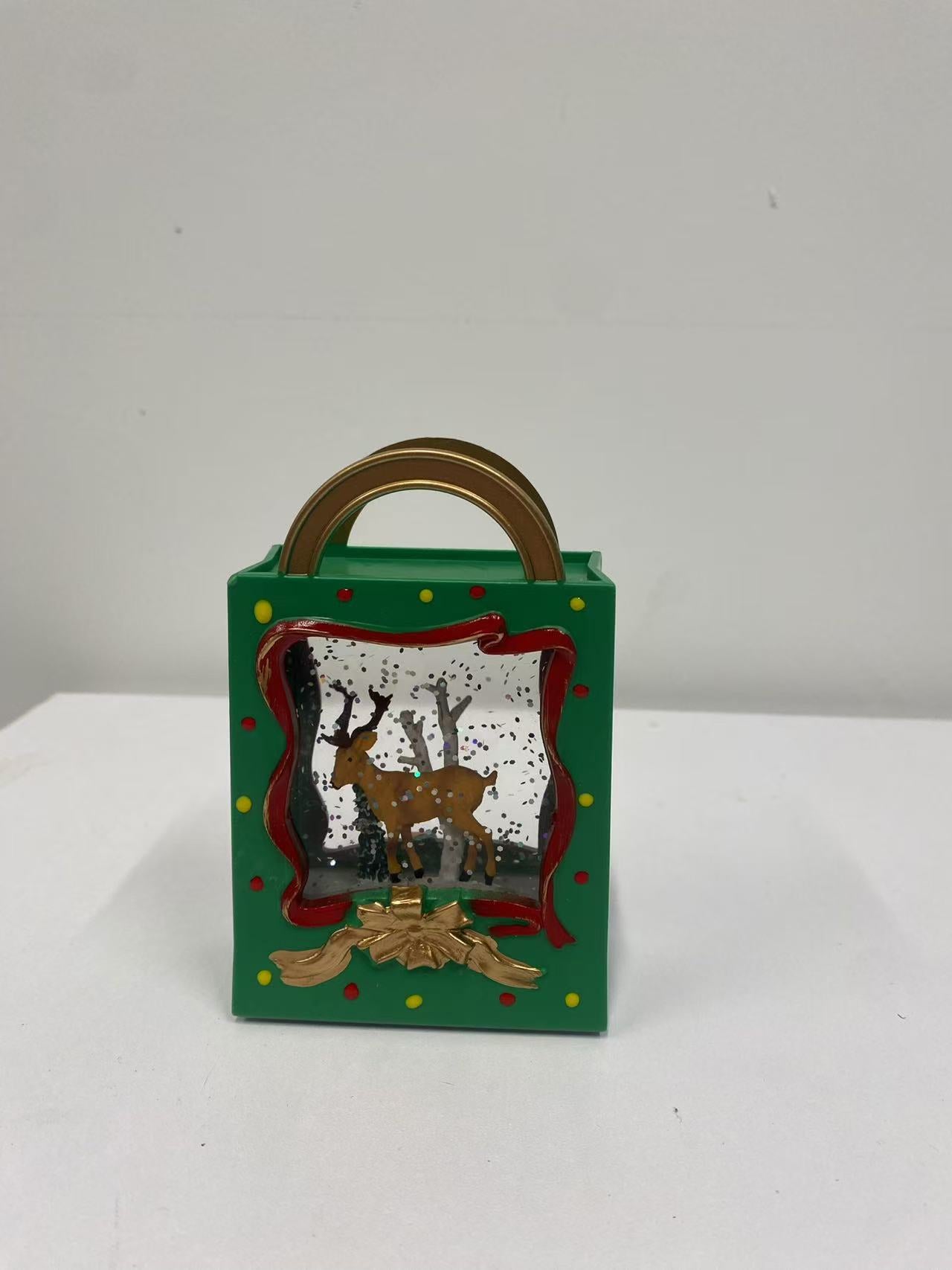 Decoración navideña LED con nieve – Bolsa de regalo con copos de nieve con batería