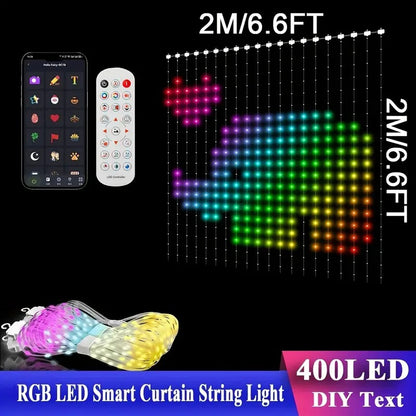 Luz Cortina LED RGB 201cm | Cambio de Color | Sincronización Musical | USB | Remoto | IP65