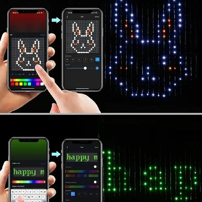 Luz Cortina LED RGB 201cm | Cambio de Color | Sincronización Musical | USB | Remoto | IP65