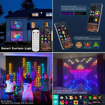 Luz Cortina LED RGB 201cm | Cambio de Color | Sincronización Musical | USB | Remoto | IP65