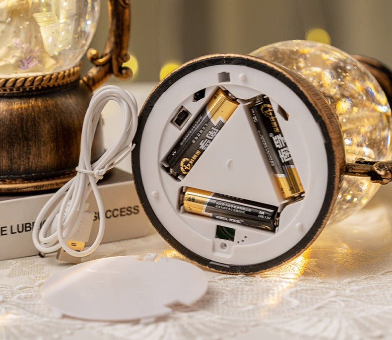 Ángel Bola de Cristal Música Navidad | Decoración de Mesa Retro con LED y Lámpara de Aceite, 13×11×20.5 cm