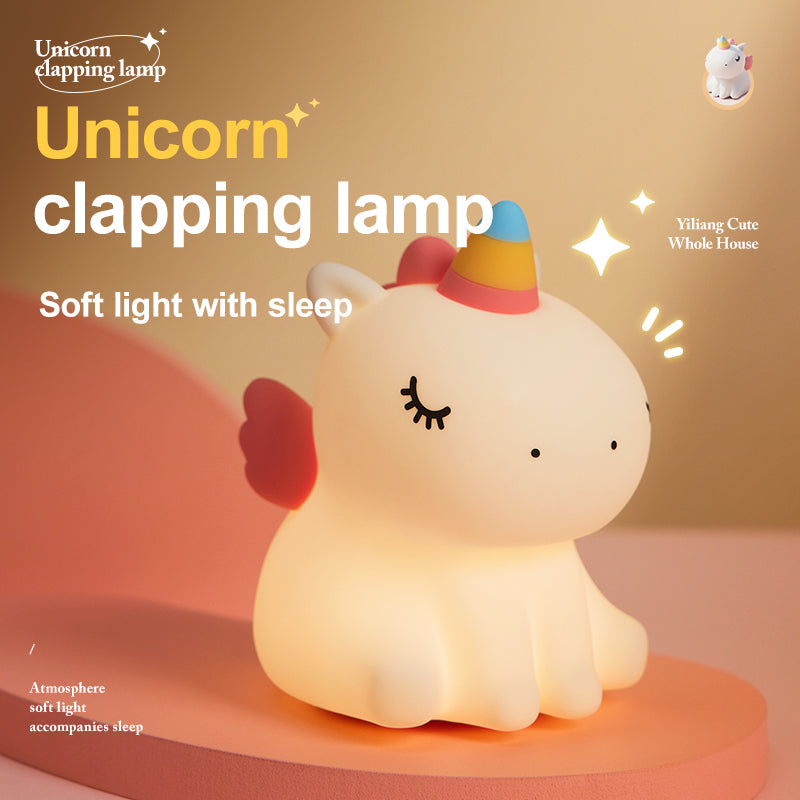 Lámpara de noche en forma de unicornio luz cálida para bebés