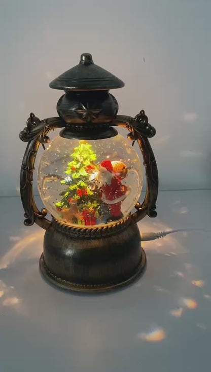 Santa Claus Bola de Cristal Luz LED | Decoración de Mesa Navideña Retro 13×11×20.5 cm