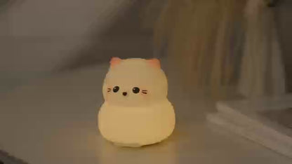 Lámpara de Noche Gato Guardián – LED Recargable 5V, 2W, Silicona y ABS