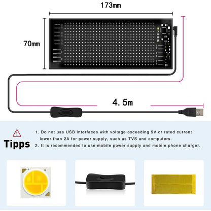 Pantalla LED 16×32 RGB2121 512 LEDs | USB 5V | Impermeable IP65